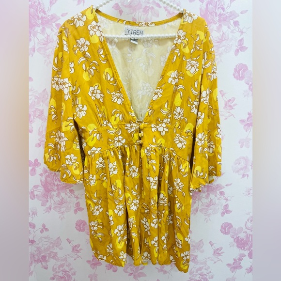 Yireh Yellow Floral Jumpsuit - Picture 1 of 7